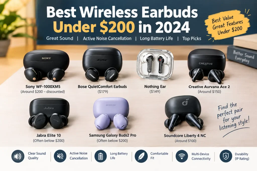best wireless earbuds under 200 dollars 2024
