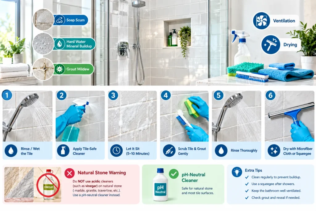 How to Clean Shower Tiles: Easy Steps for Tile, Grout and Soap Scum