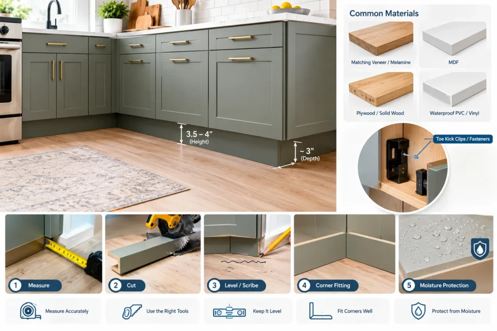 Kitchen Cabinet Baseboard: Sizes, Materials, Installation and Toe Kick Guide
